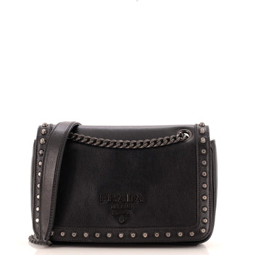 Prada Chain Flap Bag Studded Glace Calf Small