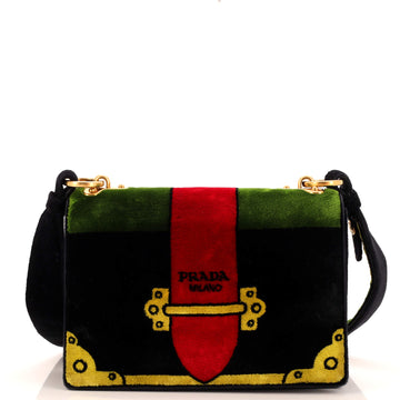 Prada Cahier Crossbody Bag Printed Velvet Small