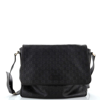 Gucci Flap Messenger Bag Guccissima Leather Large