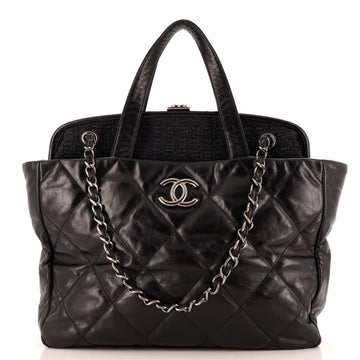 Chanel Portobello Tote Quilted Glazed Calfskin and Tweed Medium