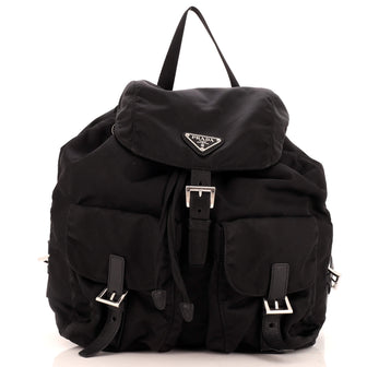 Prada Double Front Pocket Backpack Re-Nylon with Leather Medium