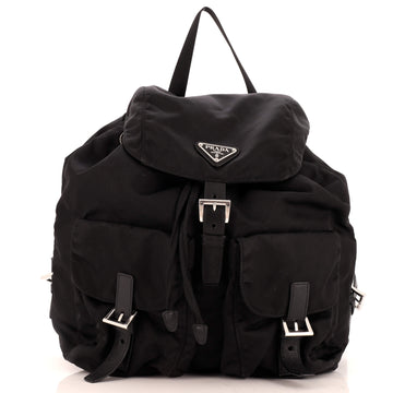 Prada Double Front Pocket Backpack Re-Nylon with Leather Medium