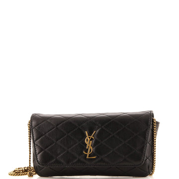 Saint Laurent Gaby Phone Holder Shoulder Bag Quilted Leather