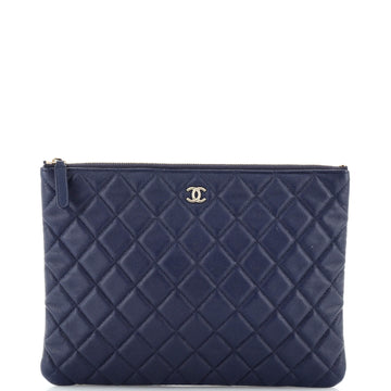 Chanel O Case Clutch Quilted Caviar Medium