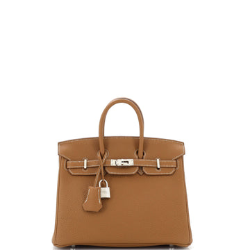 Hermes Birkin Handbag Brown Togo with Palladium Hardware 25