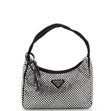 Prada Re-Edition 2000 Hobo Crystal Embellished Satin Mini