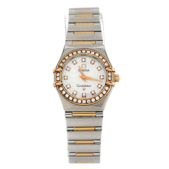 Omega Constellation 95 Quartz Watch Stainless Steel and Rose Gold with Diamond Bezel and Markers and Mother of Pearl 22