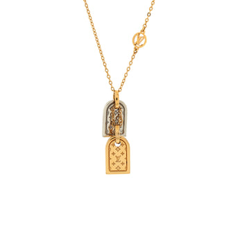 Louis Vuitton Nanogram Name Tag Pendant Necklace Metal