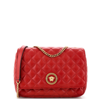 Versace Medusa Icon Chain Flap Bag Quilted Leather Mini