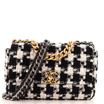 Chanel 19 Flap Bag Quilted Houndstooth Tweed and Ribbon Medium