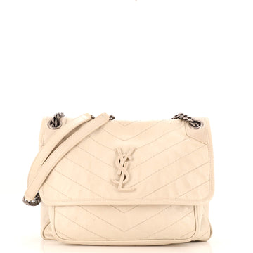 Saint Laurent Niki Chain Flap Bag Matelasse Chevron Leather Medium