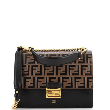 Fendi Kan U Shoulder Bag Zucca Embossed Leather Medium