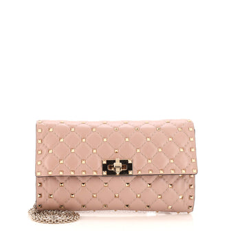 Valentino Garavani Rockstud Spike Wallet on Chain Quilted Leather Small