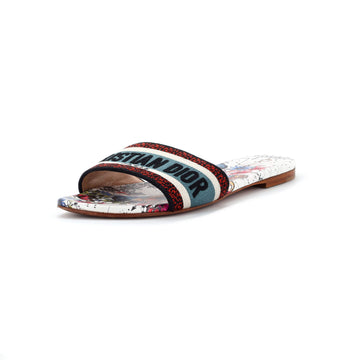 Christian Dior Women's Dway Flat Sandals Embroidered Canvas