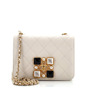 Chanel Resin and Pearl CC Full Flap Bag Quilted Calfskin Mini
