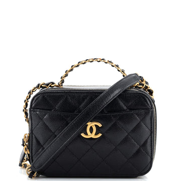 Chanel Pick Me Up Logo Handle Vanity Case Quilted Caviar Mini