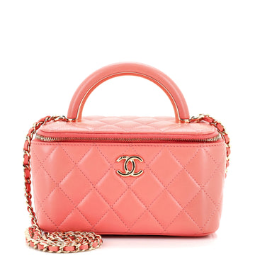 Chanel Charming Handle Vanity Case with Chain Quilted Lambskin Small