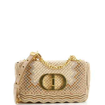 Christian Dior Caro Bag Cannage Quilt Embroidered Cotton Small