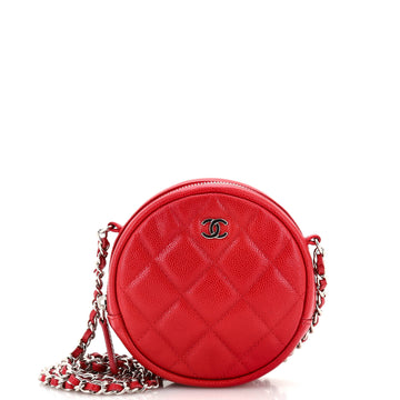 Chanel Round Clutch with Chain Quilted Caviar Mini