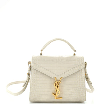 Saint Laurent Cassandra Top Handle Bag Crocodile Embossed Leather Mini