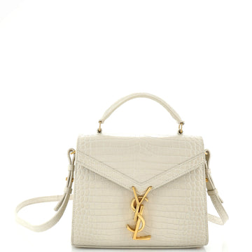 Saint Laurent Cassandra Top Handle Bag Crocodile Embossed Leather Mini