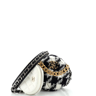 Chanel 19 Round Clutch with Chain and Coin Purse Quilted Tweed and Lambskin