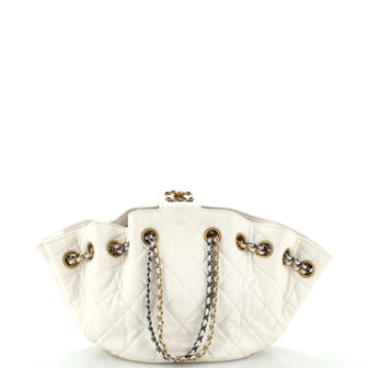 Chanel CC Turnlock Drawstring Bucket Tote Quilted Lambskin Small