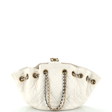 Chanel CC Turnlock Drawstring Bucket Tote Quilted Lambskin Small