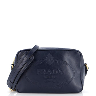 Prada Logo Camera Bag Embossed Leather Small