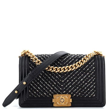 Chanel By The Sea Boy Flap Bag Chevron Embroidered Calfskin Old Medium