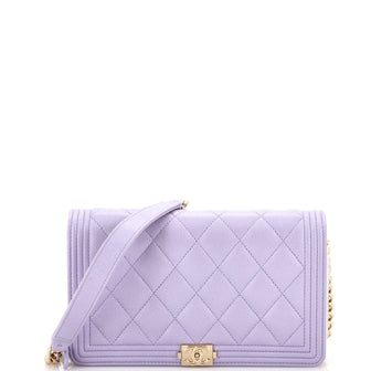 Chanel Boy Phone Holder Zip Around Wallet on Chain Quilted Caviar