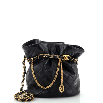 Chanel CC Turnlock Medallion Chain Bucket Bag Quilted Lambskin Small