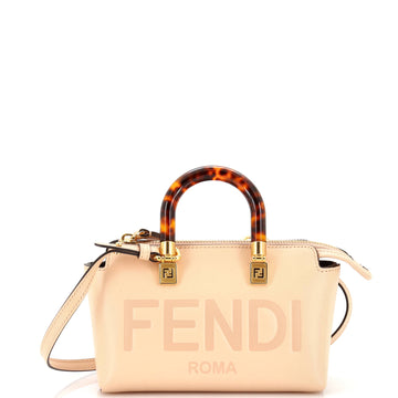 Fendi Logo By The Way Top Handle Bag Embossed Leather Mini