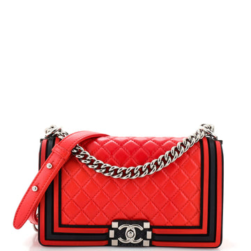 Chanel Boy Flap Bag Quilted Lambskin with Rubber Old Medium