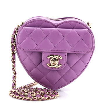 Chanel CC in Love Heart Clutch with Chain Quilted Lambskin