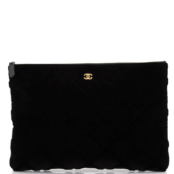 Chanel O Case Clutch 3D Quilted Velvet Large