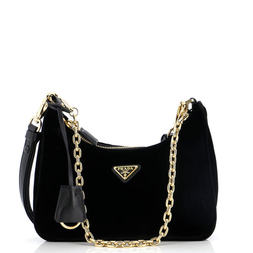 Prada Re-Edition Shoulder Bag Velvet Mini Black 275393358