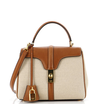 Celine 16 Top Handle Bag Canvas with Leather Small