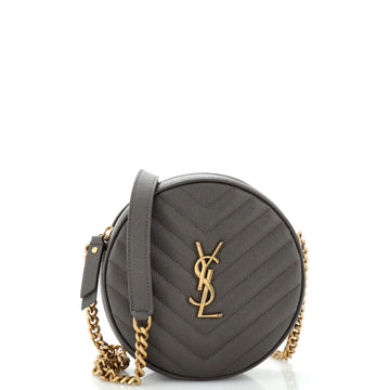 Saint Laurent Vinyle Round Camera Bag Matelasse Chevron Leather