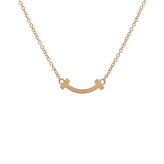 Tiffany & Co. T Smile Pendant Necklace 18K Rose Gold Mini