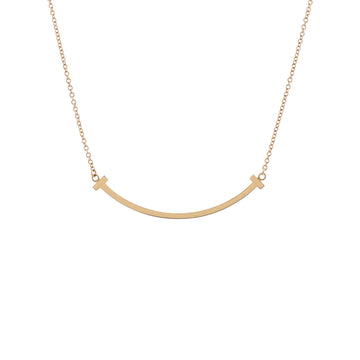 Tiffany & Co. T Smile Pendant Necklace 18K Rose Gold Small