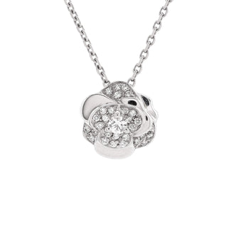 Chanel Camellia Pendant Necklace 18K White Gold with Diamonds