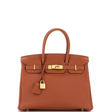 Hermes Birkin Handbag Brown Togo with Gold Hardware 30