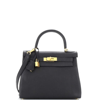 Hermes Kelly Handbag Black Togo with Gold Hardware 28