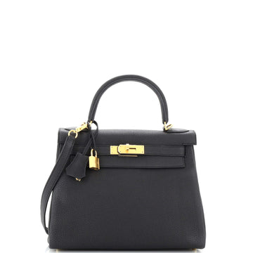 Hermes Kelly Handbag Black Togo with Gold Hardware 28