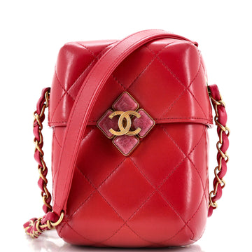 Chanel Diamond Lock CC Phone Holder Crossbody Bag Quilted Lambskin Mini
