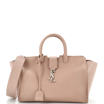 Saint Laurent Monogram Cabas Downtown Leather with Crocodile Embossed Leather Small