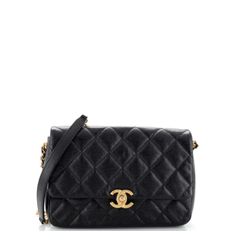 Chanel Chain Melody Flap Bag Quilted Caviar Medium