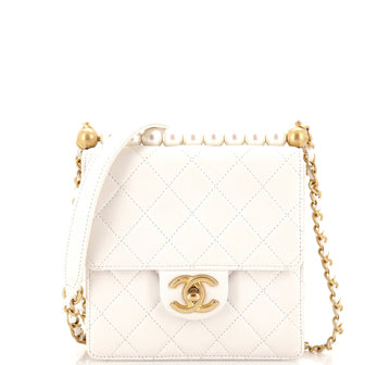 Chanel Chic Pearls Flap Bag Quilted Goatskin Mini