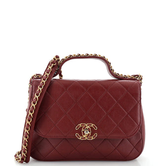 Chanel Chain Infinity Top Handle Bag Quilted Lambskin Small
